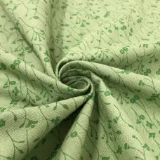 Linho Estampado Premium Raminhos Composê 80% Algodão 20% Linho - Verde