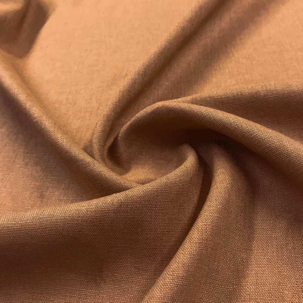 Linho Misto Liso Pré Lavado 55% Linho 45% Viscose 1,33m Largura - Caramelo