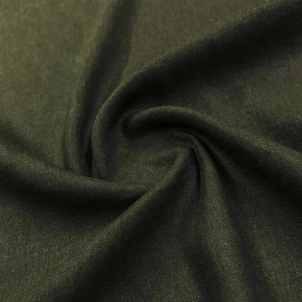 Linho Misto Liso Pré Lavado 55% Linho 45% Viscose 1,33m Largura - Verde militar