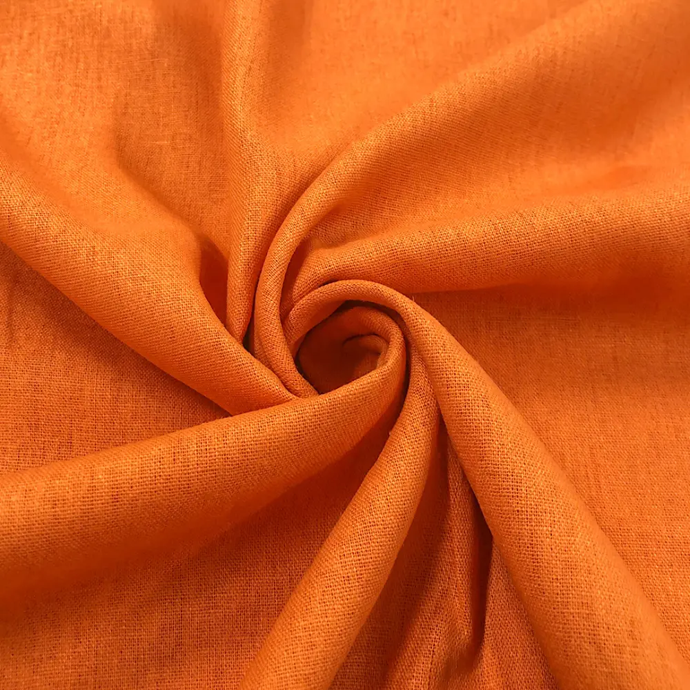 Linho Misto Liso Pré Lavado 55% Linho 45% Viscose 1,33m Largura - Laranja