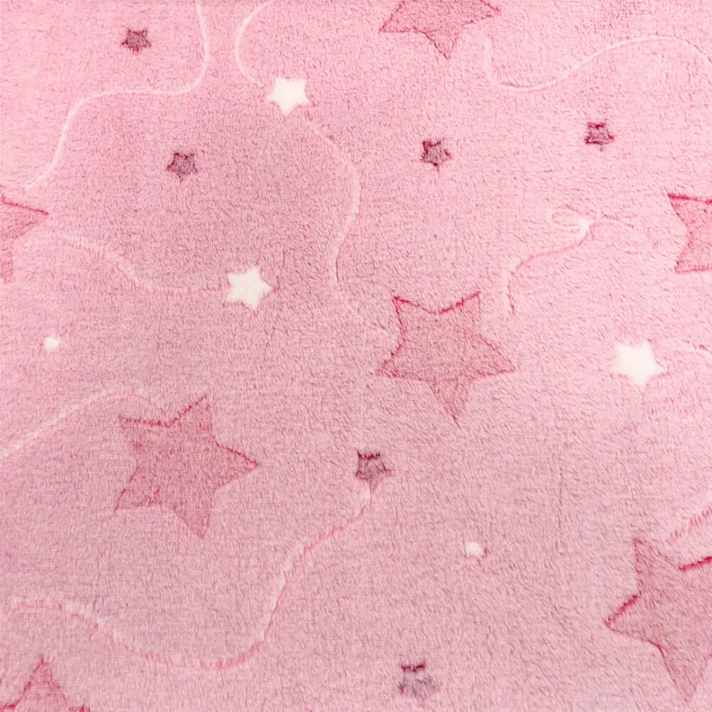 Manta Fleece 3D Céu Estrelado 100% Poliéster 1,60m largura - Rosa bebê