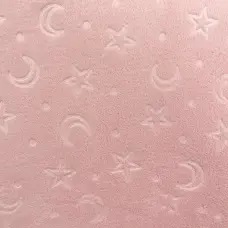 Manta Fleece Calandrada Infantil Lua e Estrela 100% Poliéster 1,60m Largura - Rosa