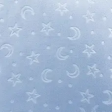 Manta Fleece Calandrada Infantil Lua e Estrela 100% Poliéster 1,60m Largura - Azul céu