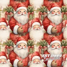 Sarja Impermeável Exclusiva JLM Papai Noel Sobreposto 100% Algodão 1,50m Largura - Variante 1