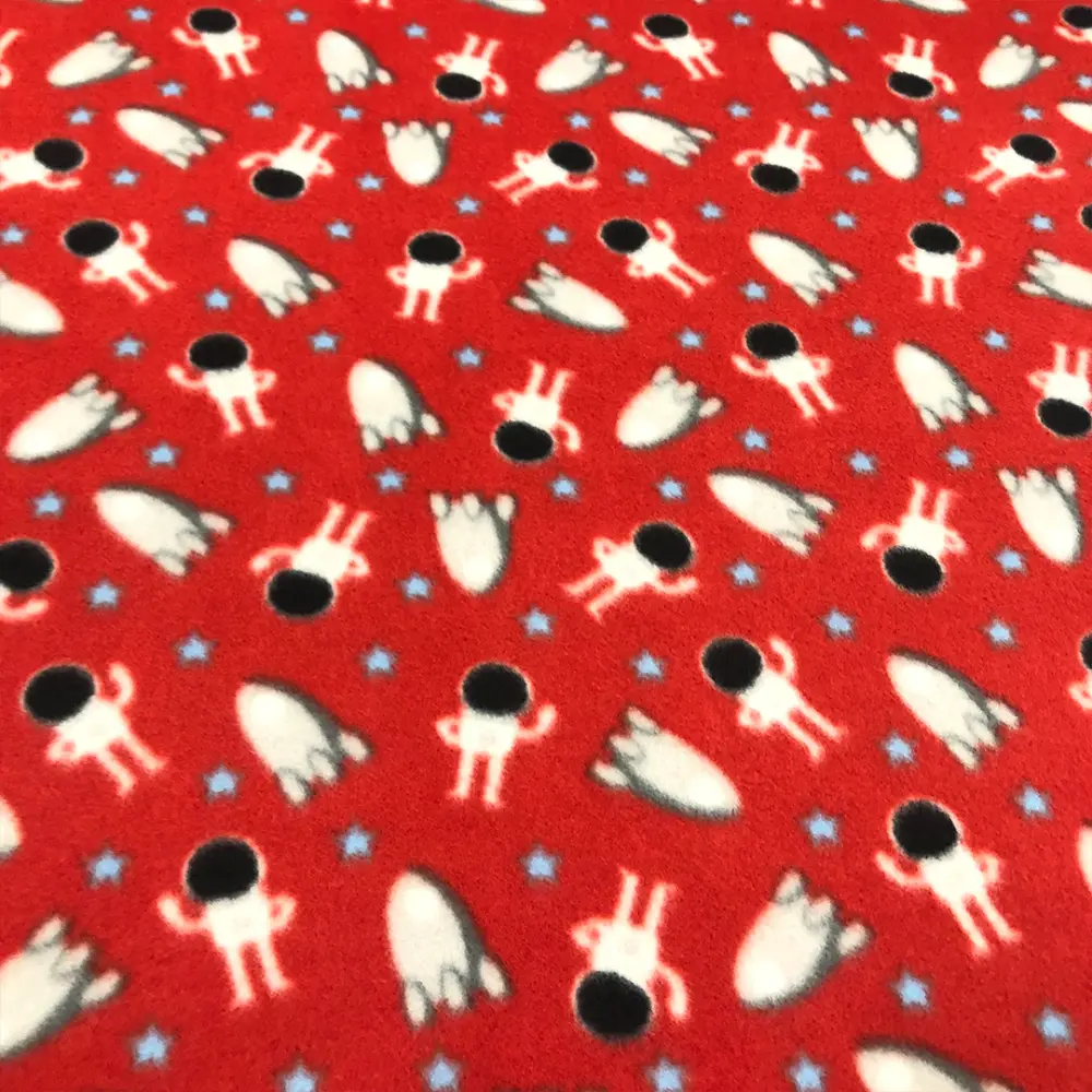 Soft Estampado Astronauta Fundo Vermelho 100% Poliéster 1,60m Largura - Variante 1