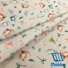 Tecido Fralda Mabber Estampada Dinossauros 100% Algodão 0,80m largura - Variante 1