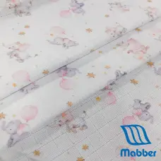 Tecido Fralda Mabber Estampada Elefantinho 100% Algodão 0,80m largura - Variante 1