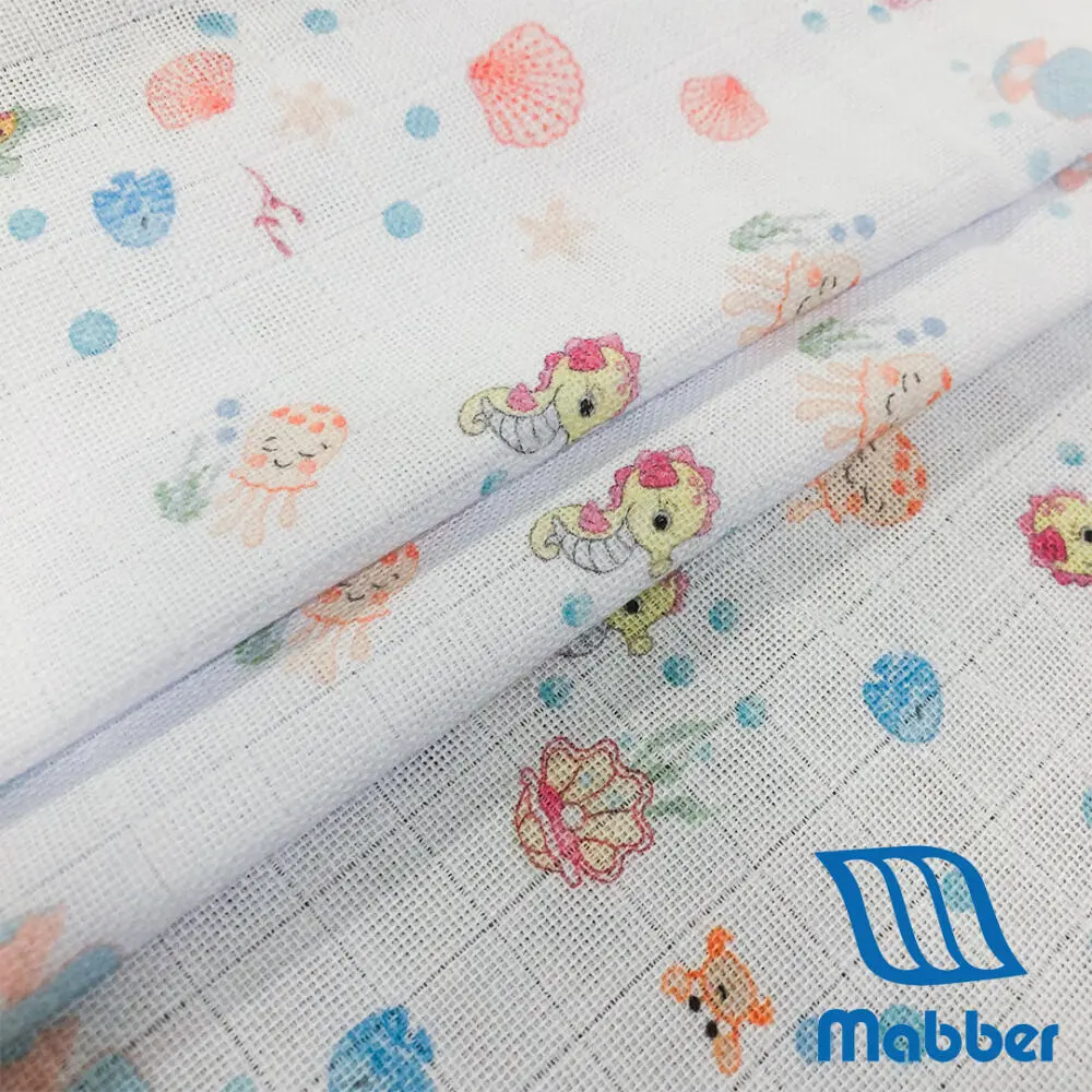 Tecido Fralda Mabber Estampada Fundo do Mar 100% Algodão 0,80m largura - Variante 1