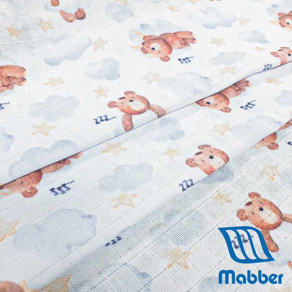 Tecido Fralda Mabber Estampada Teddy nas Nuvens 100% Algodão 0,80m largura - Variante 1