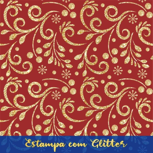 Tecido Tricoline - Arabescos de Natal Glitter - 100% Algodão - 1,50m largura - Variante 58