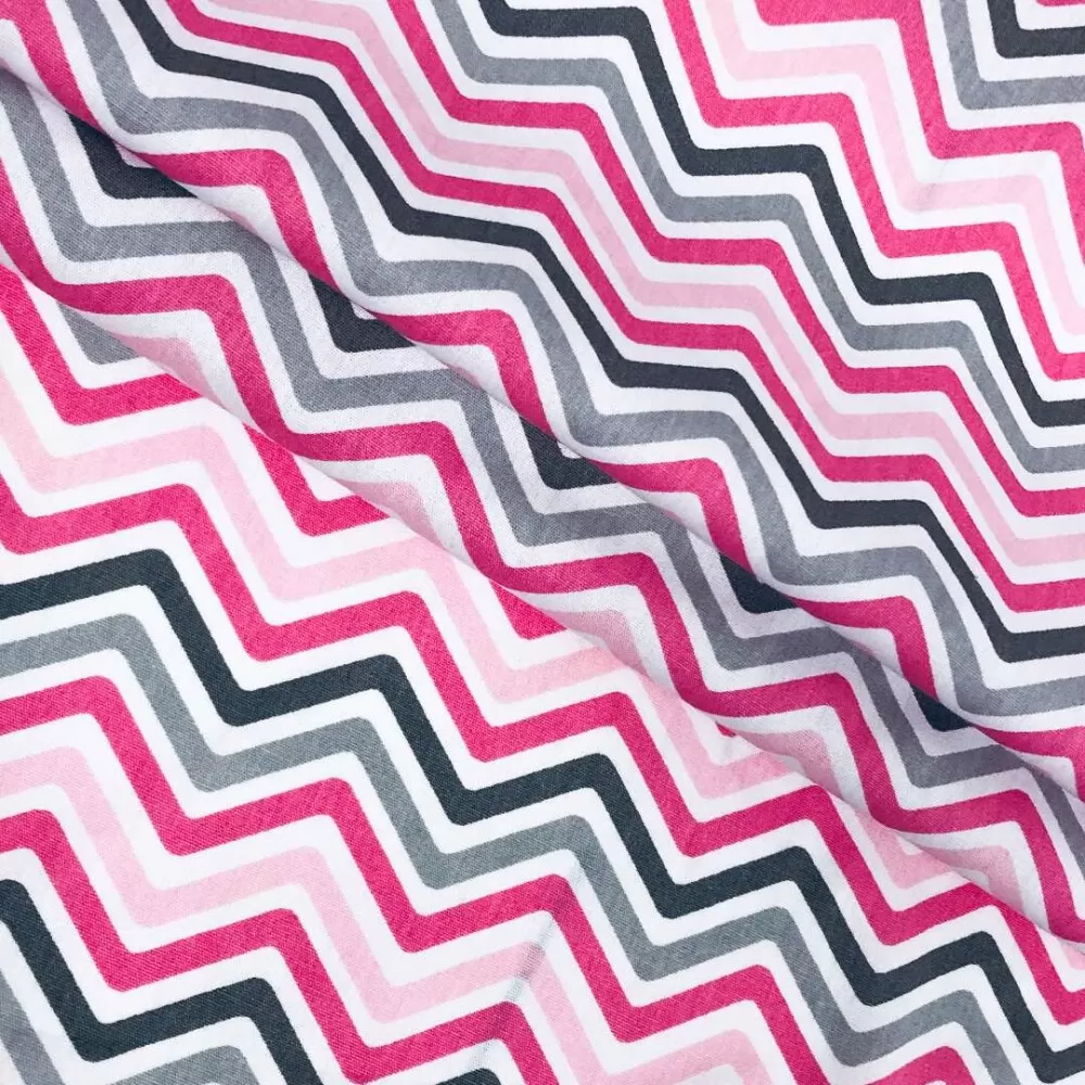 Tecido Tricoline Estampada Chevron Multicor 100% Algodão 1,50m largura - Variante 1