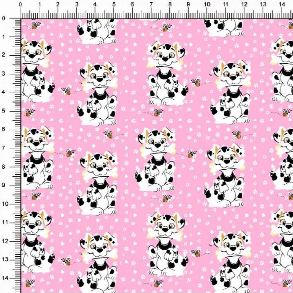 Tecido Tricoline Estampado - Cachorrinho Dalmata - 100% Algodão - 1,50m largura - Variante 2