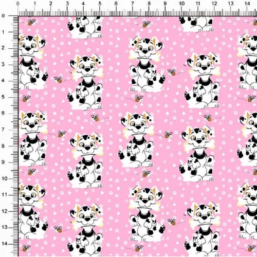 Tecido Tricoline Estampado - Cachorrinho Dalmata - 100% Algodão - 1,50m largura - Variante 2