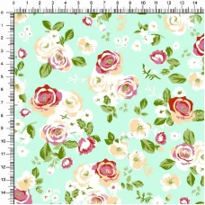 Tecido Tricoline Estampado - Floral Rosas - 100% Algodão - 1,50m largura - Variante 3