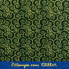 Tecido Tricoline Natal - Composê Glitter Dourado - 100% Algodão - 1,50m largura - Variante 59