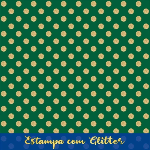 Tecido Tricoline - Poá Grande Dourado Glitter - 100% Algodão - 1,50m largura - Variante 59