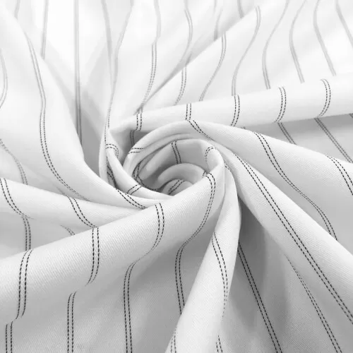 Tecido Two Way Risca de Giz 94% Poliéster 5% Elastano 1% Viscose 1,50m Largura - Branco