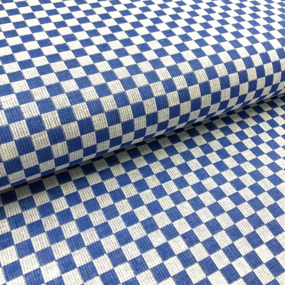 Tecido Soft Estampado (Meio Metro) com 1,60 mt de Largura - Xadrez Preto  Azul Branco