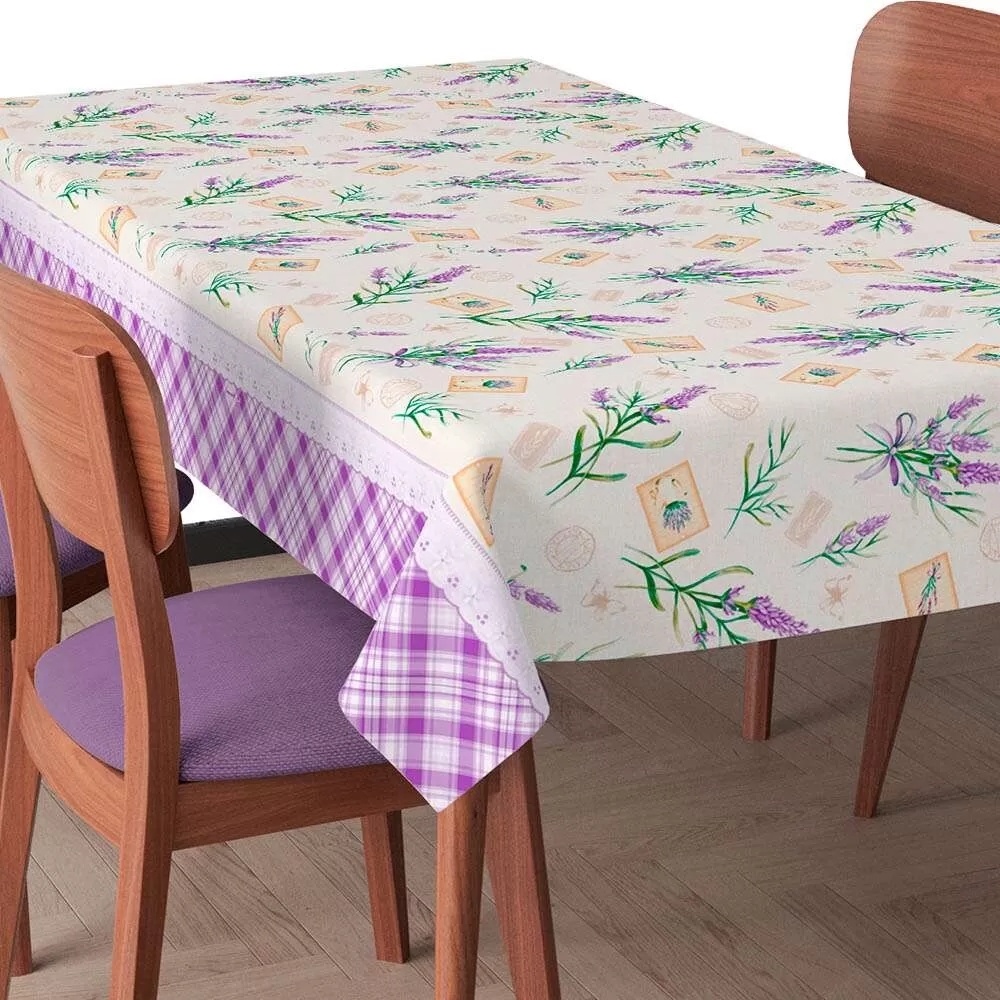 Toalha de Mesa Plástica Lavanda 100% Polipropileno 1,40m Largura - Variante 1