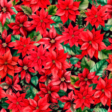Tricoline Digital Flor Vermelha Natalina 100% Algodão - Variante 1