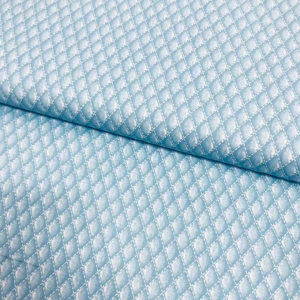 Tricoline Estampa Matelassê 100% Algodão 1,50m Largura - Azul bebê