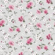 Tricoline Estampada - Mini Flores Fundo Cinza - 100% Algodão - 1,50m Largura - Variante 1