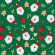 Tricoline Estampada Natal Rostinho Noel Fundo Verde 100% Algodão 1,50m Largura - Variante 1