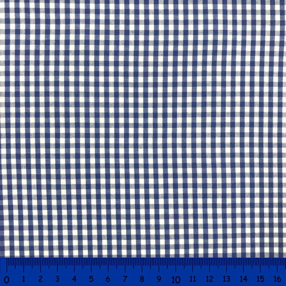 Tecido Tricoline Stickers Fundo Xadrez Azul com Azul - Meia Tigela